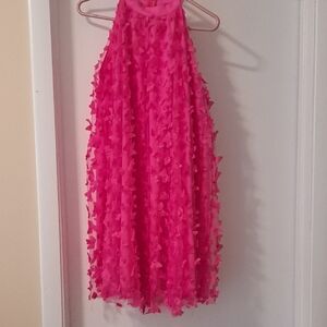 Butterfly Trapeze Pink Mod Sytle Dress Lined Adorable Sz M EUC Shein Brand